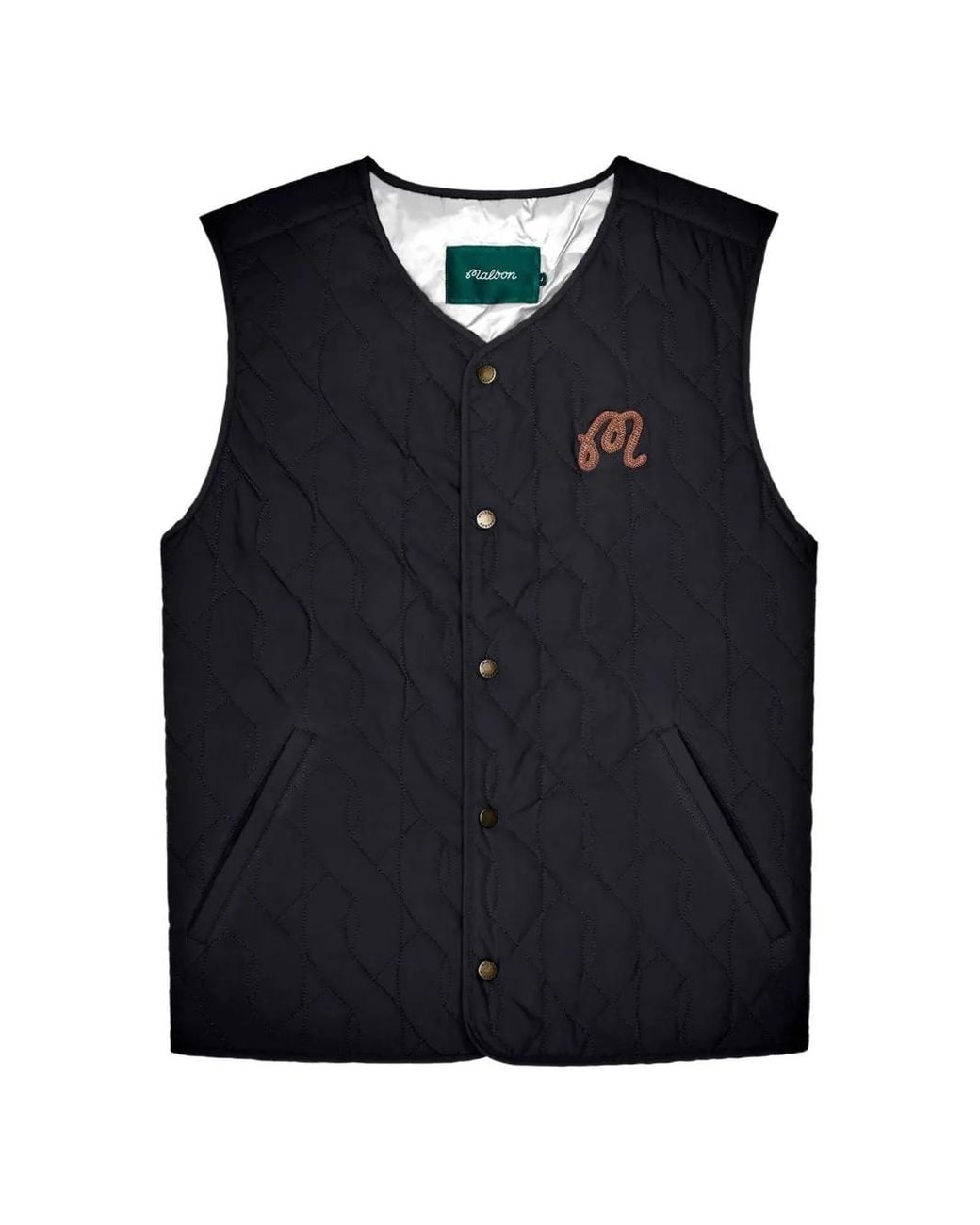 Malbon Golf Black Vincenzo Quilted Gilet for men