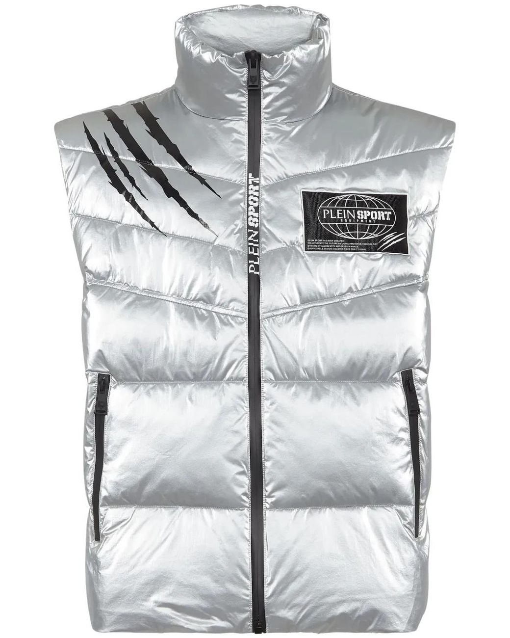 Philipp Plein Gray Printed Padded Vest for men