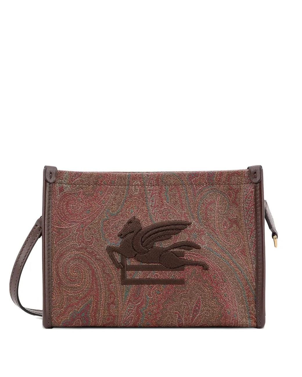 Etro Brown Arnica Pouch With Pegaso Detail