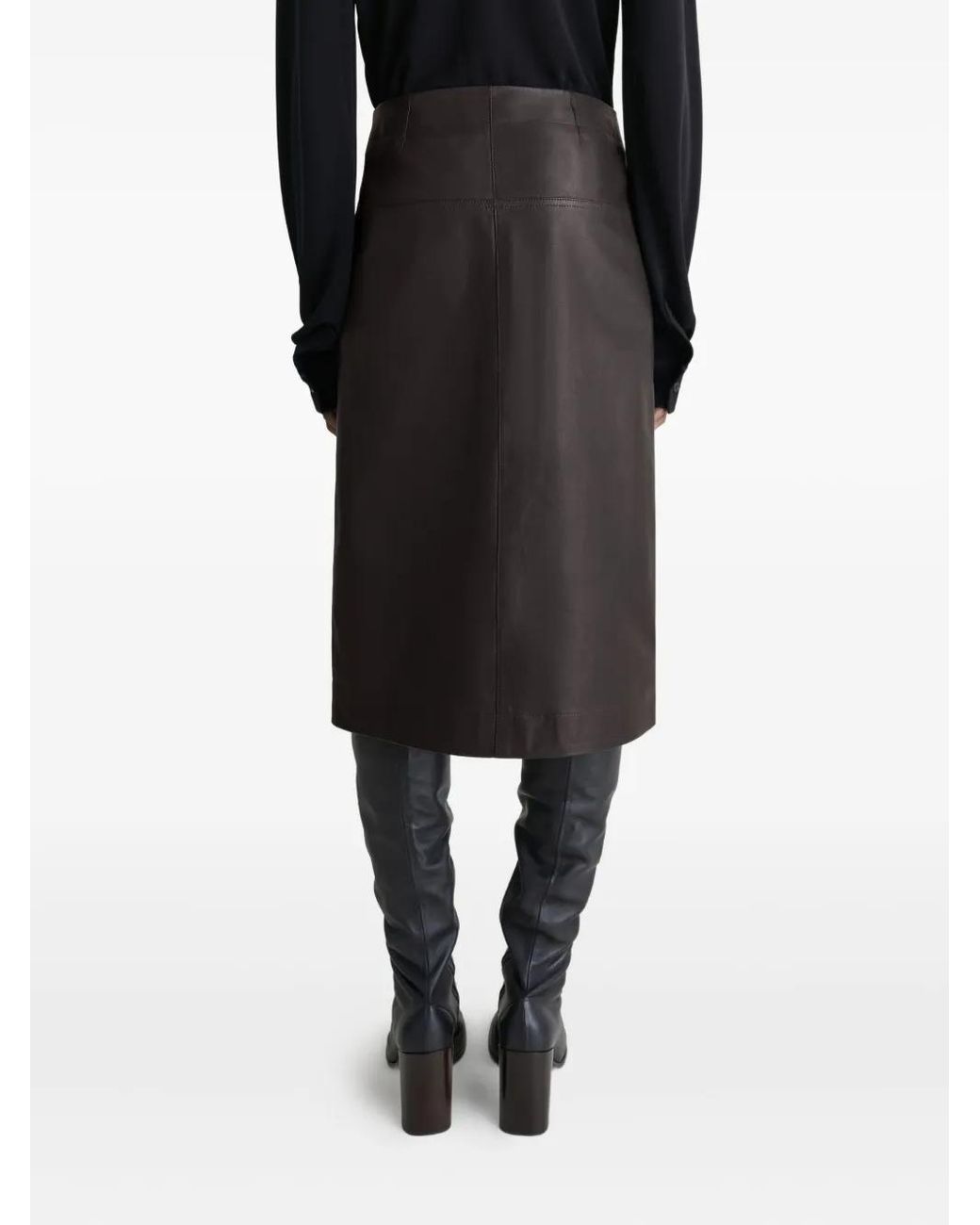 Lemaire Black Snap-Fastening Leather Skirt