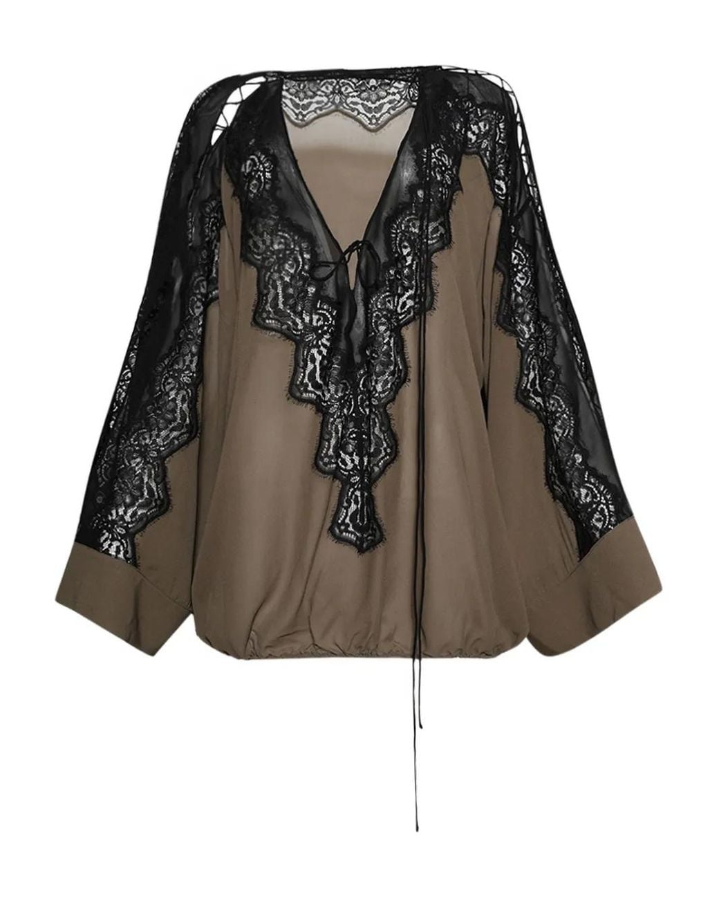 Christopher Esber Brown Lace-Paneled Tunic