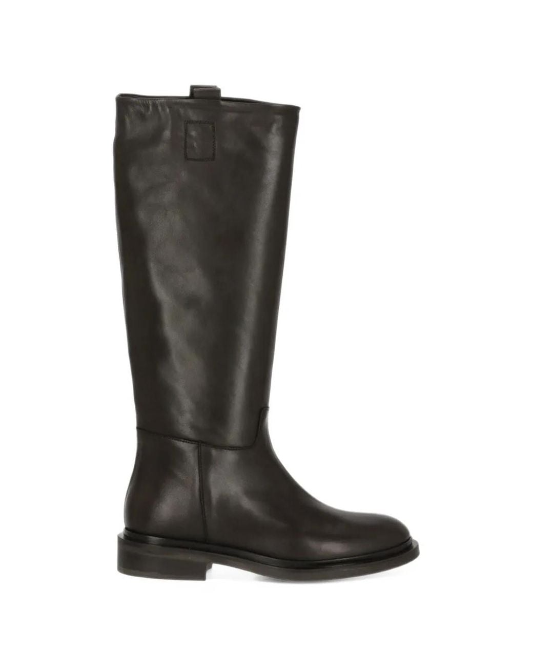 Julie Dee Black Round-Toe Leather Boots