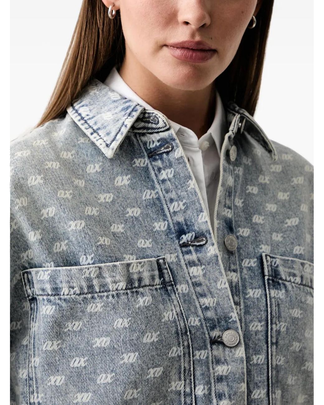 ARMANI EXCHANGE Gray Chemise En Jean À Logo Imprimé