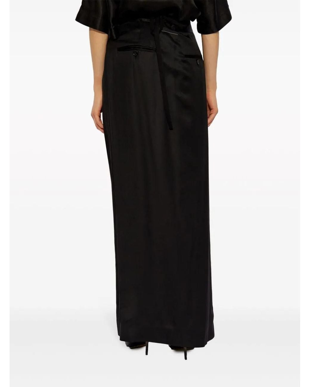 MM6 by Maison Margiela Black Satin Skirt