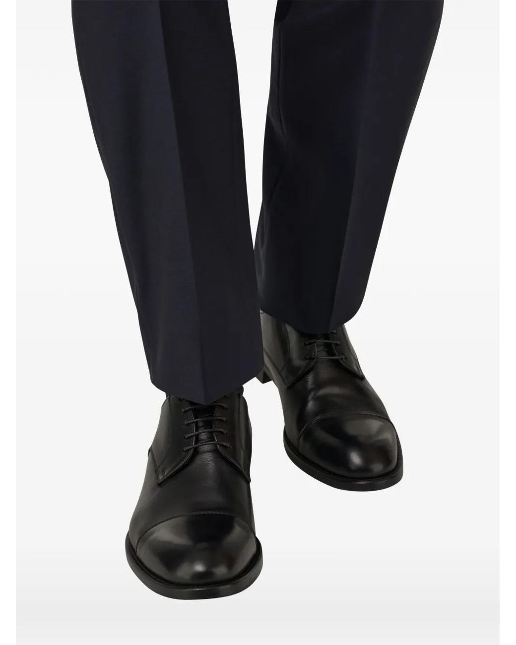 Boggi Black Leather Derby Shoes for men