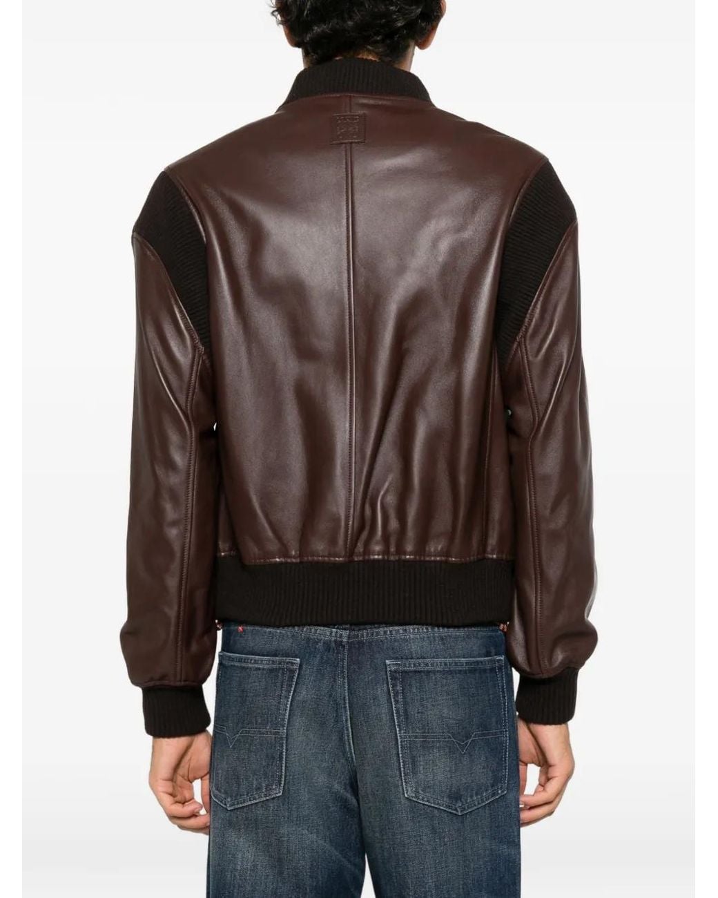 Loewe Brown Button-Down Leather Bomber Jacket for men