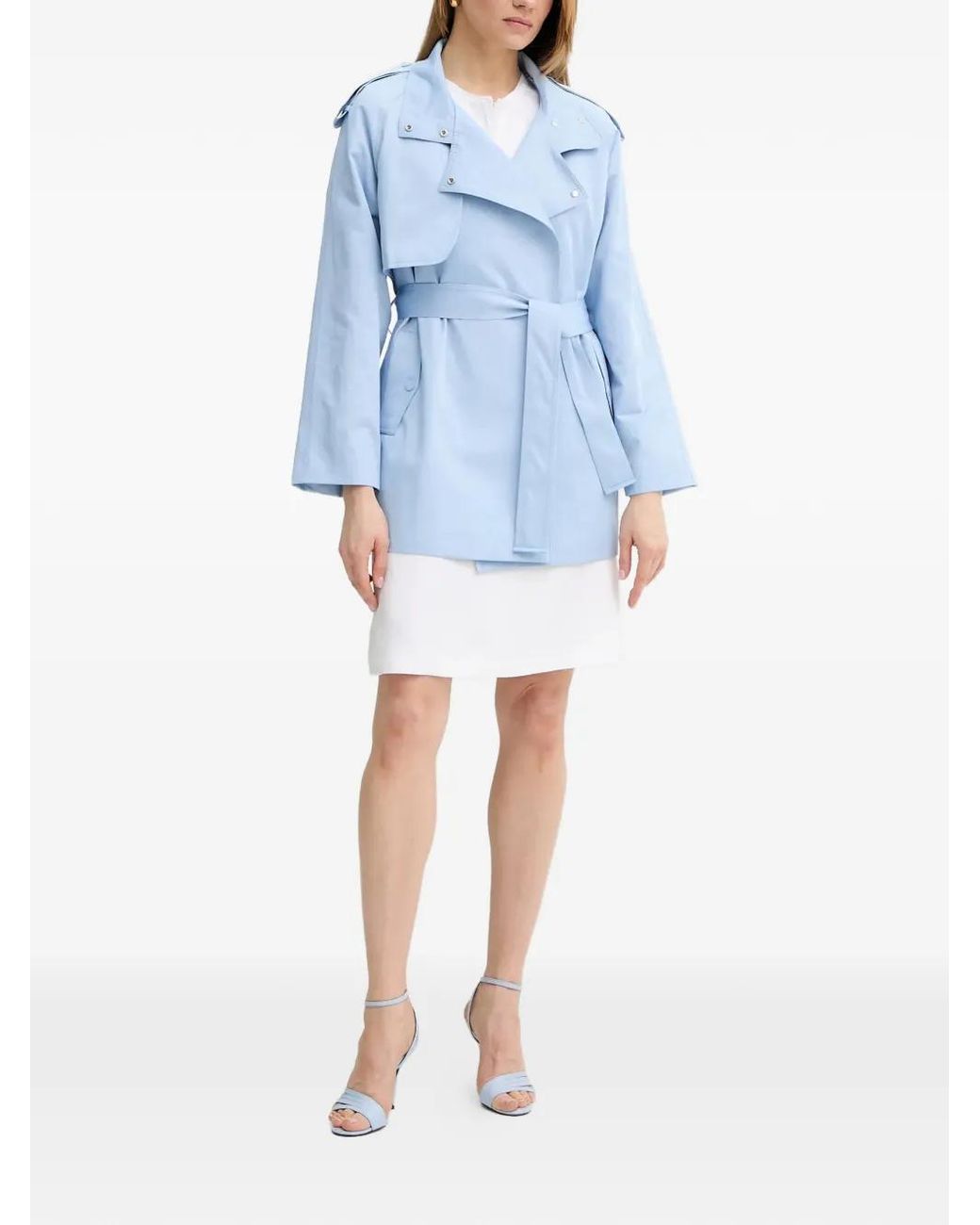Morgan Blue Belted Asymmetric Coat