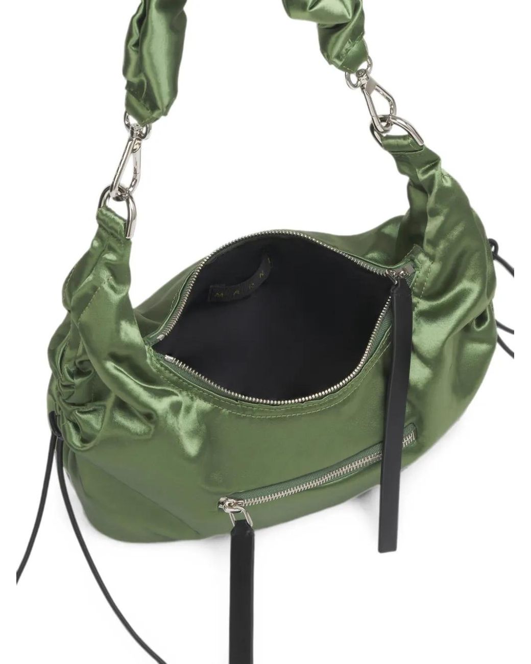 Marni Green Smocked Toggle-Secured Shoulder Bag