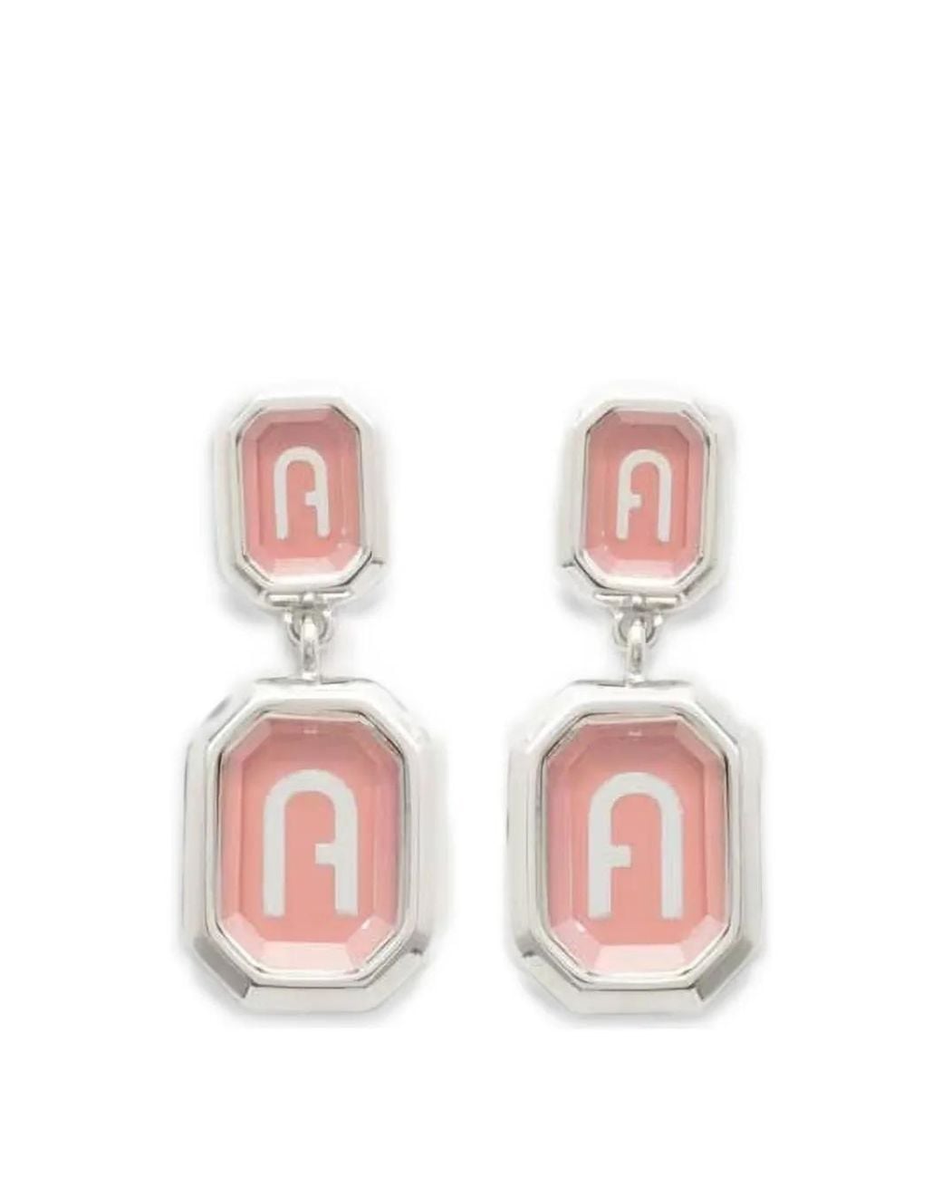 Furla Pink Logo-Detail Drop Earrings