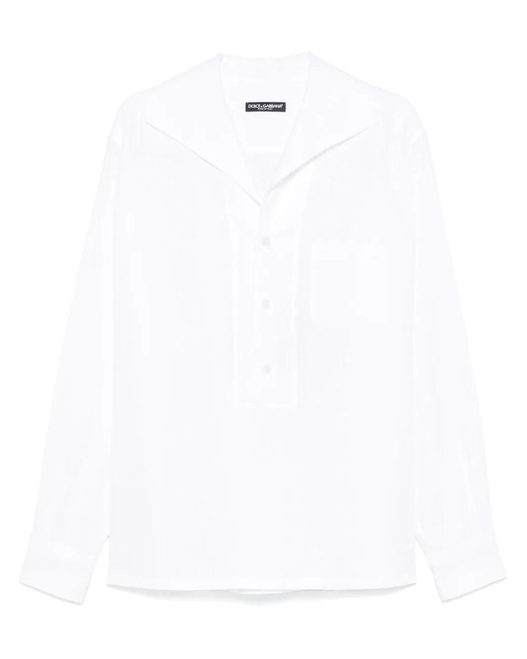 Dolce & Gabbana White Long-Sleeve Linen Shirt for men