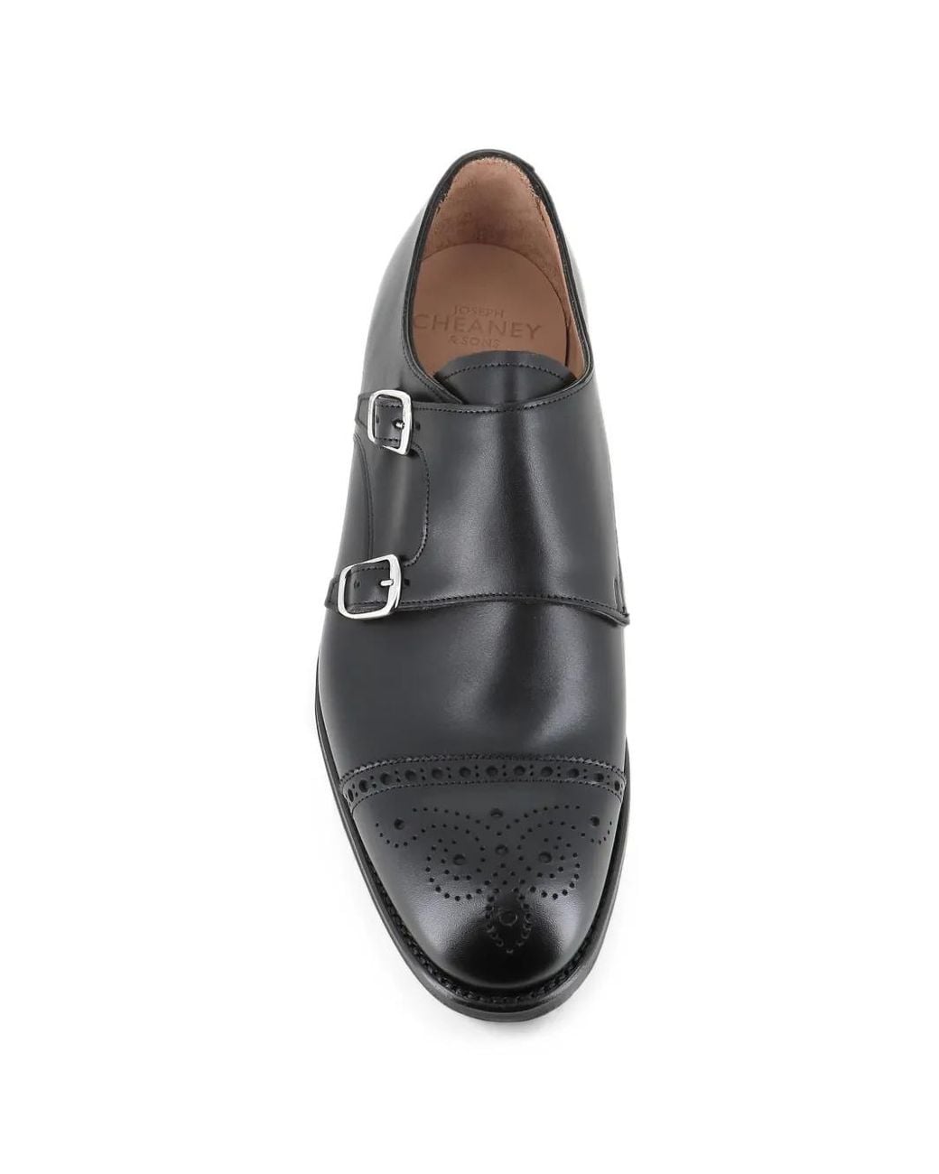 Cheaney Gray Brogue Double-Strap Monk Shoes for men