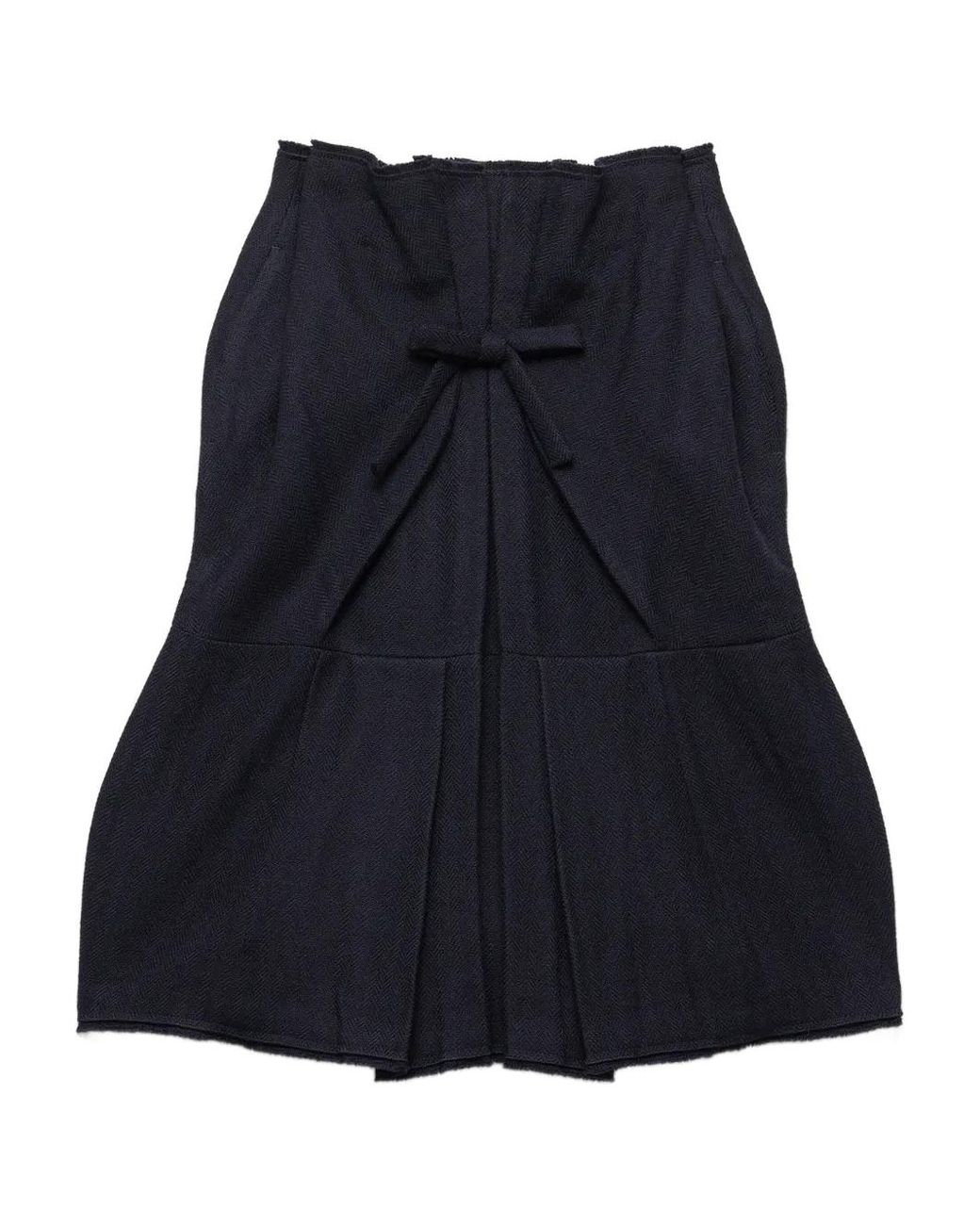 Prada Blue Chevron-Knit Bow-Detail Skirt