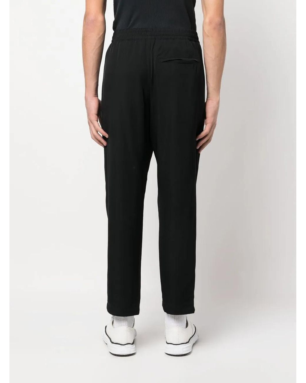Y-3 Black Mid-Rise Straight-Leg Trousers for men