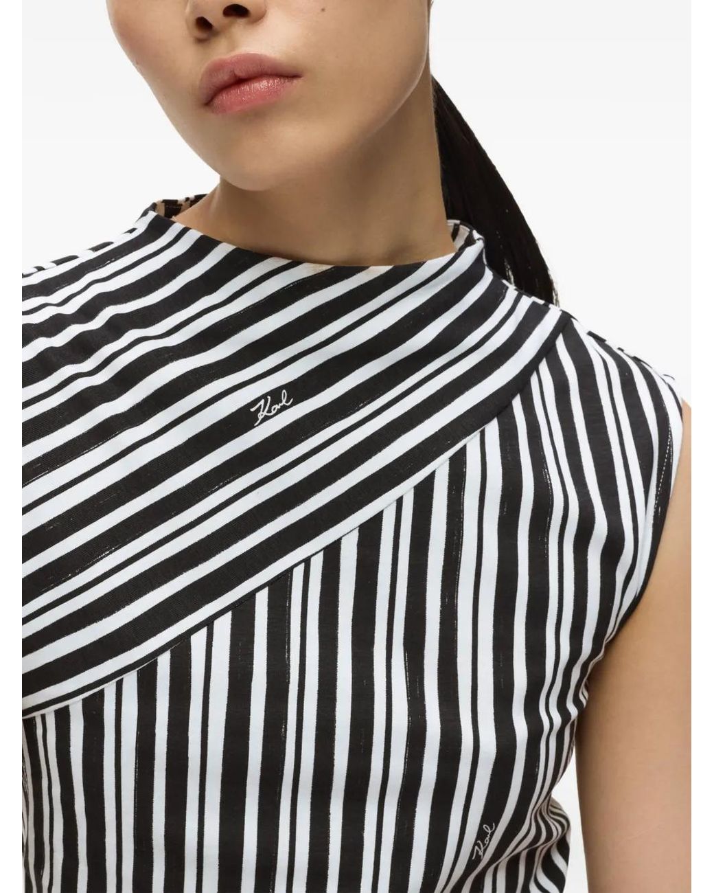 Karl Lagerfeld Black Striped-Pattern Top