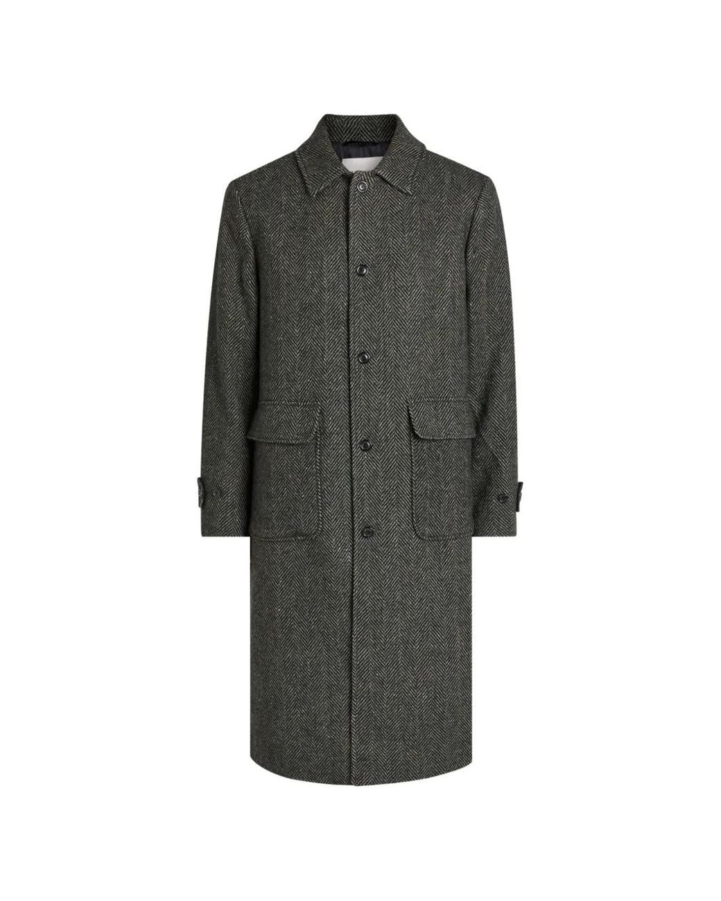 Les Deux Gray Maximillian Herringbone Pocket Coat for men