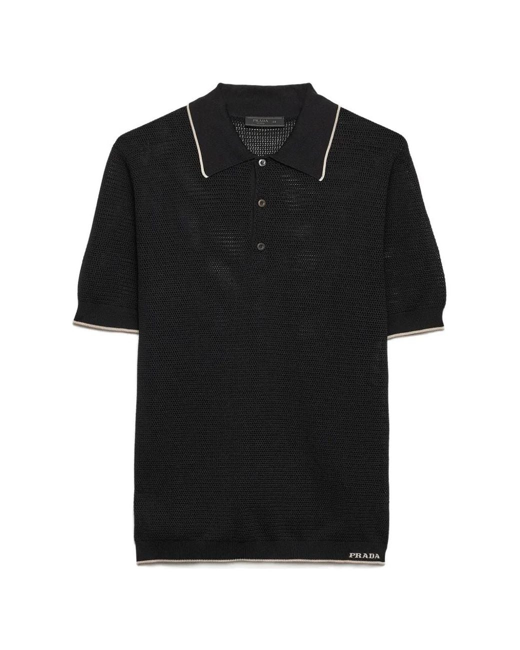 Prada Black Silk And Cotton Polo Shirt for men