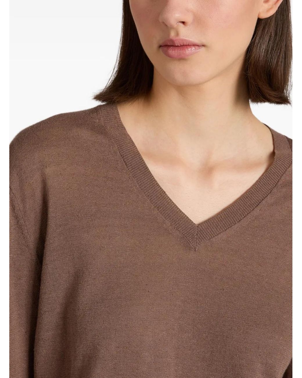 Slowear Brown V-Neck Regular-Fit T-Shirt
