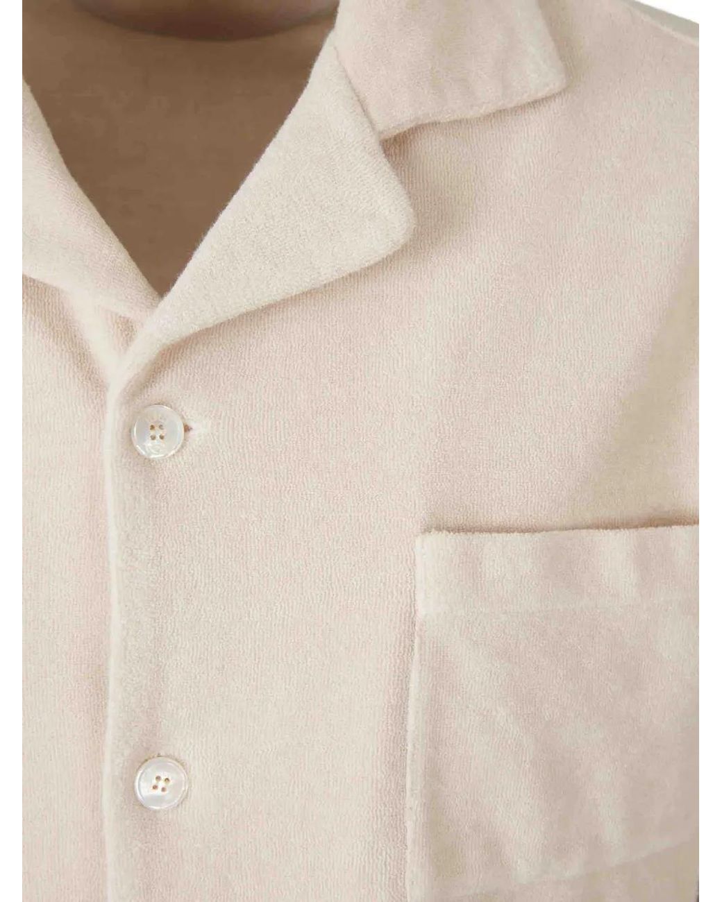 Fedeli Natural Chest-Pocket Short-Sleeve Shirt for men