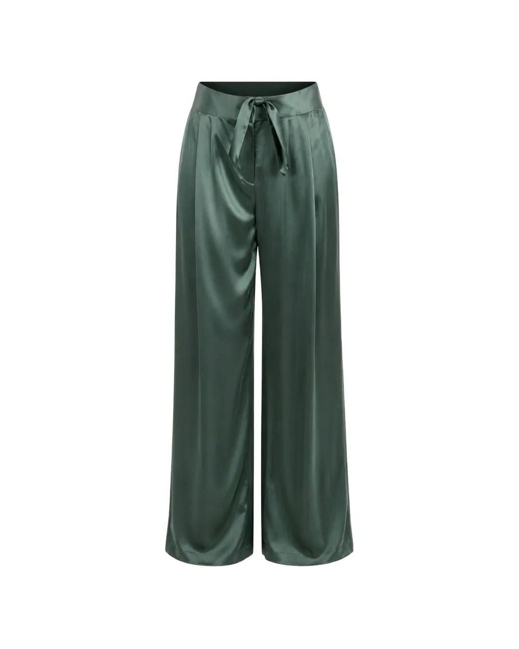 The Sei Green Pantalon Satiné À Design Plissé