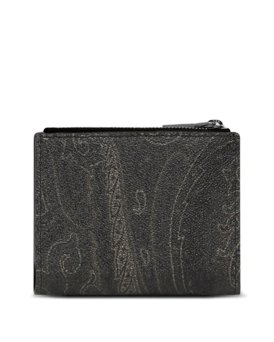 Etro Black Paisley Zip Wallet for men