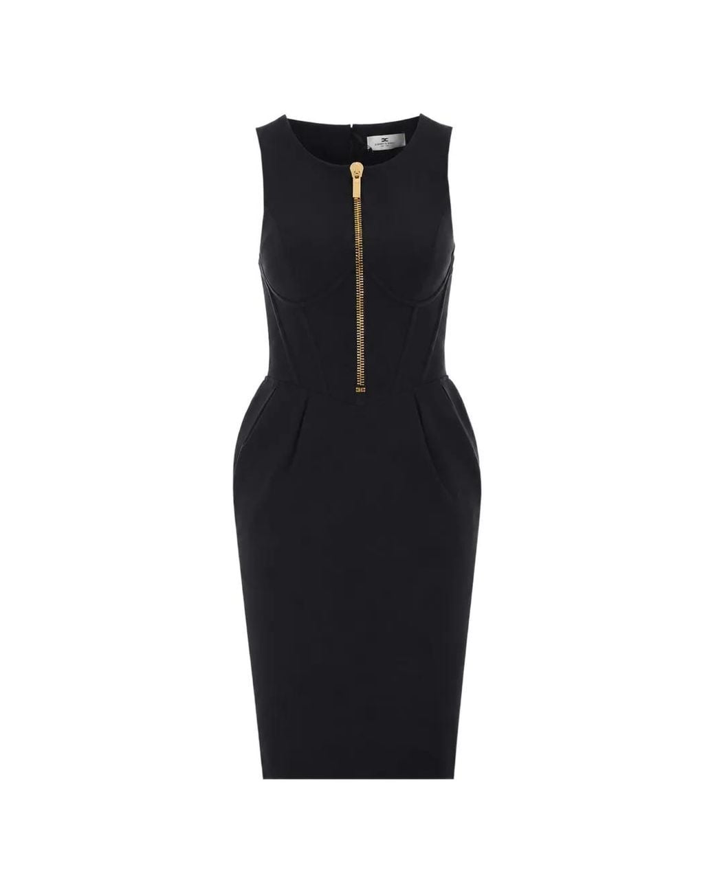 Elisabetta Franchi Black Robe En Tissu Technique Avec Zip