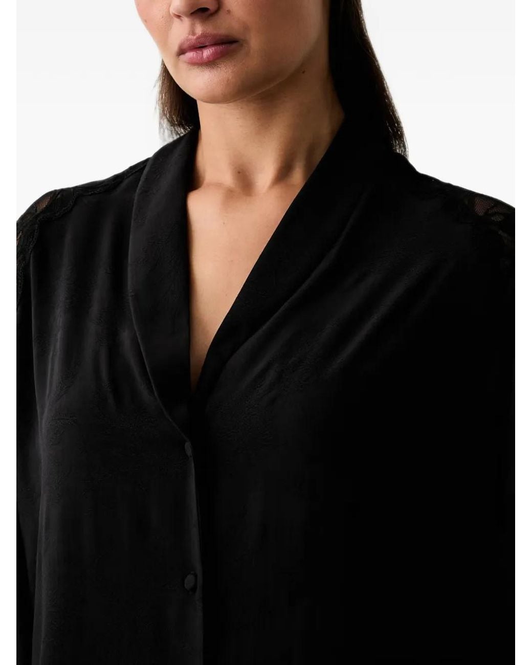 Emporio Armani Black Lace-Insert Pajamas