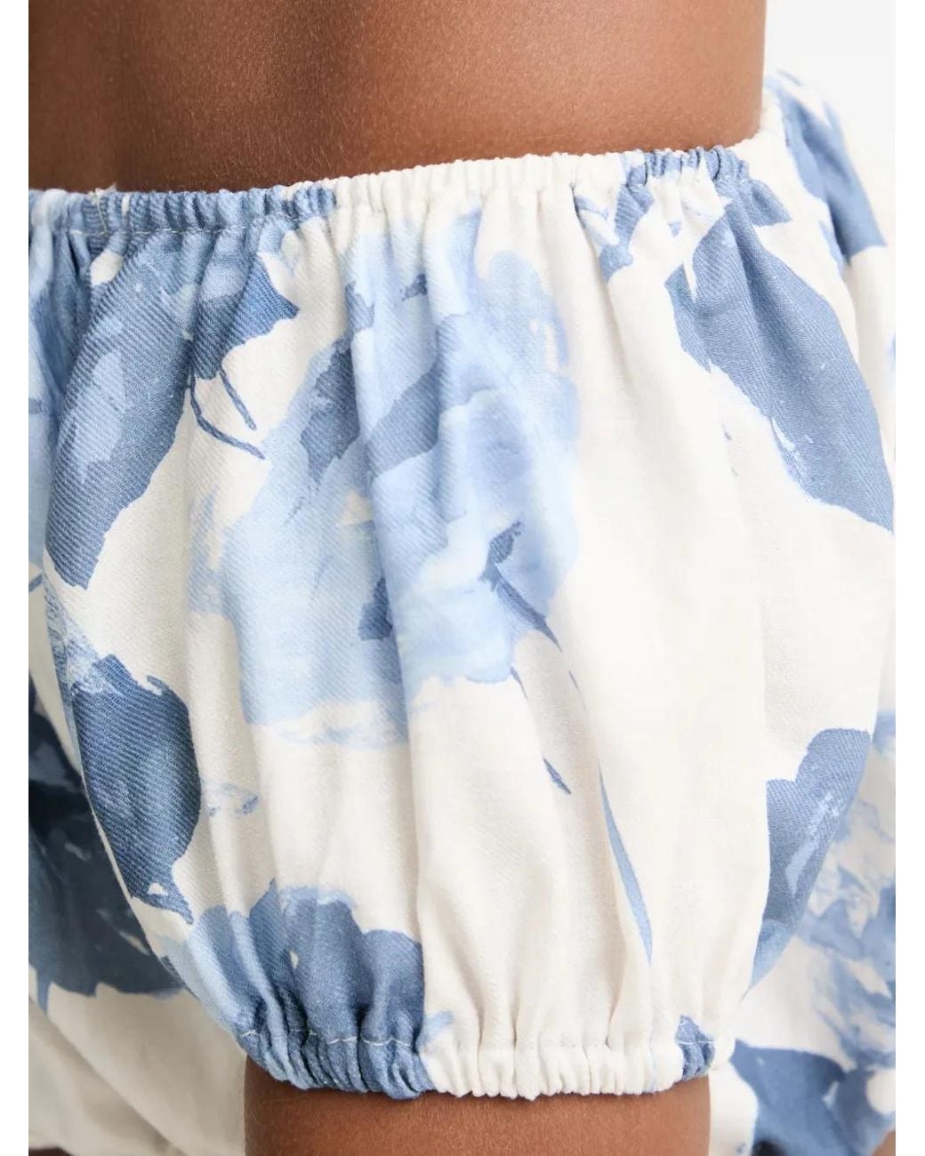 Guess Blue Floral-Print Off-The-Shoulder Top