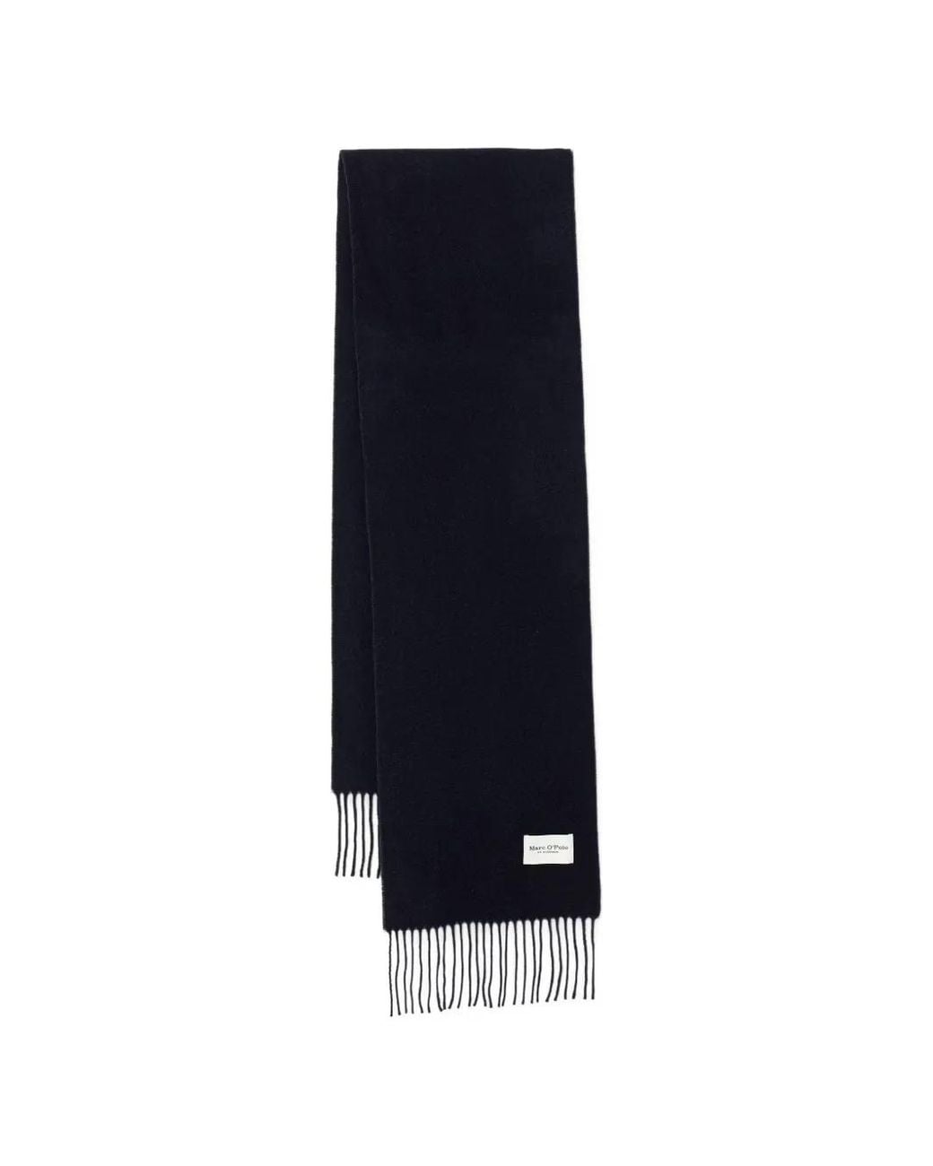Marc O' Polo Blue Fringed Logo-Patch Scarf
