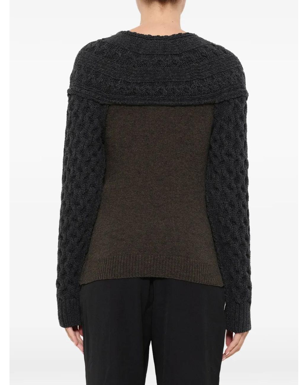 Lanvin Black Embroidered Cable-Knit Sweater