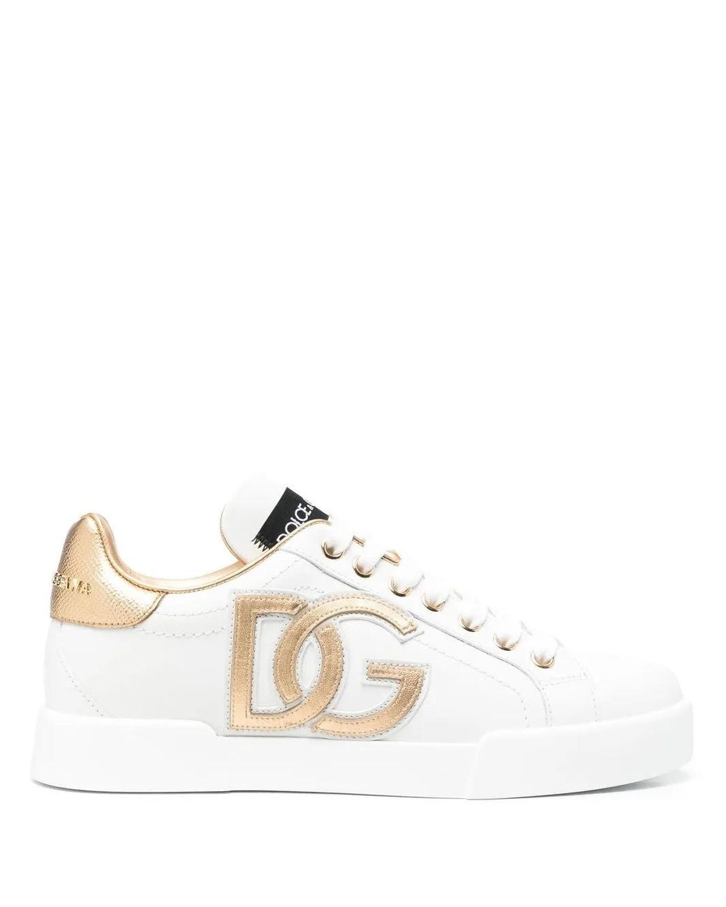 Dolce & Gabbana White Luxe Lace-Up Sneaker With Dg Logo