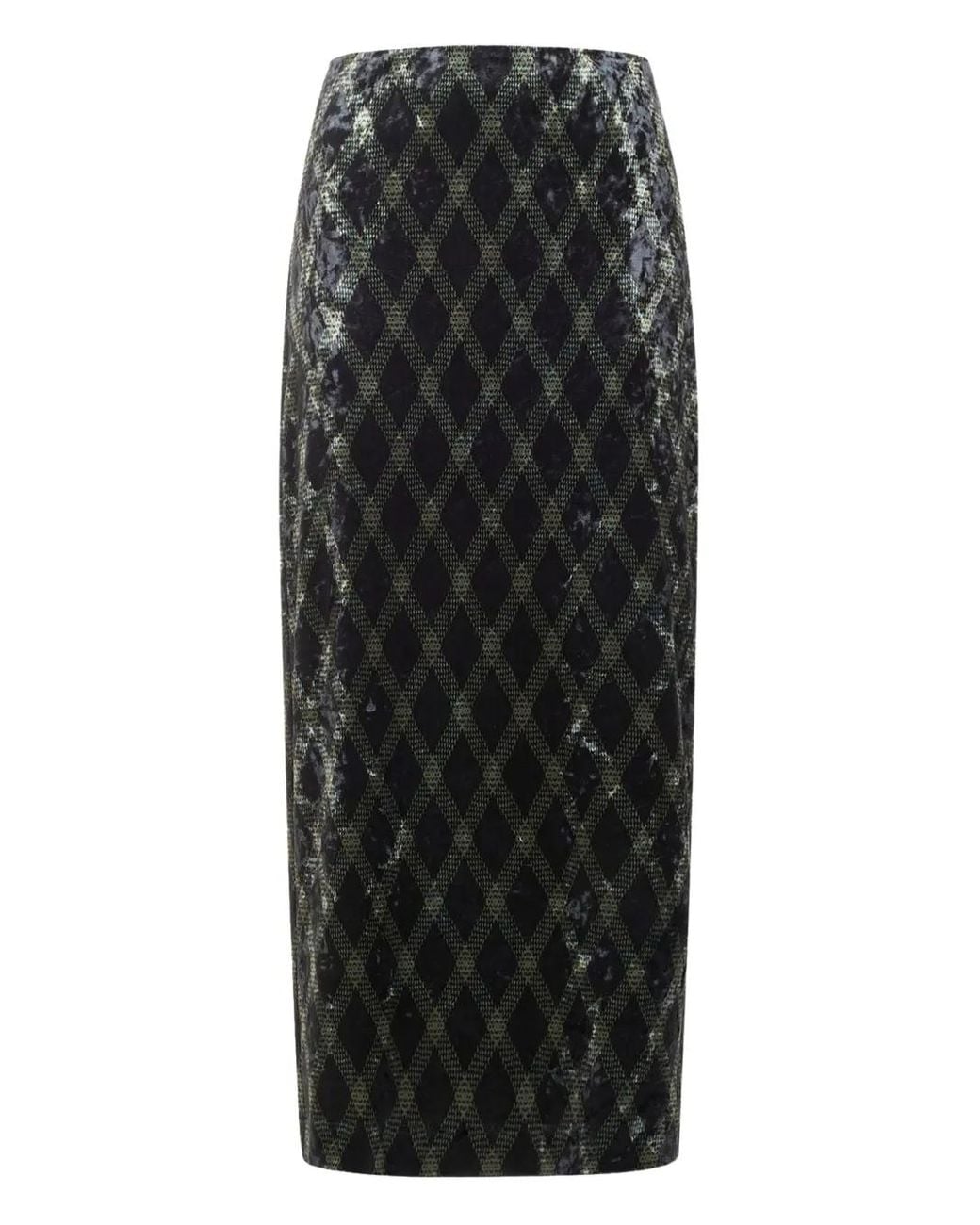 Pierre Louis Mascia Black Diamond-Pattern Midi Skirt