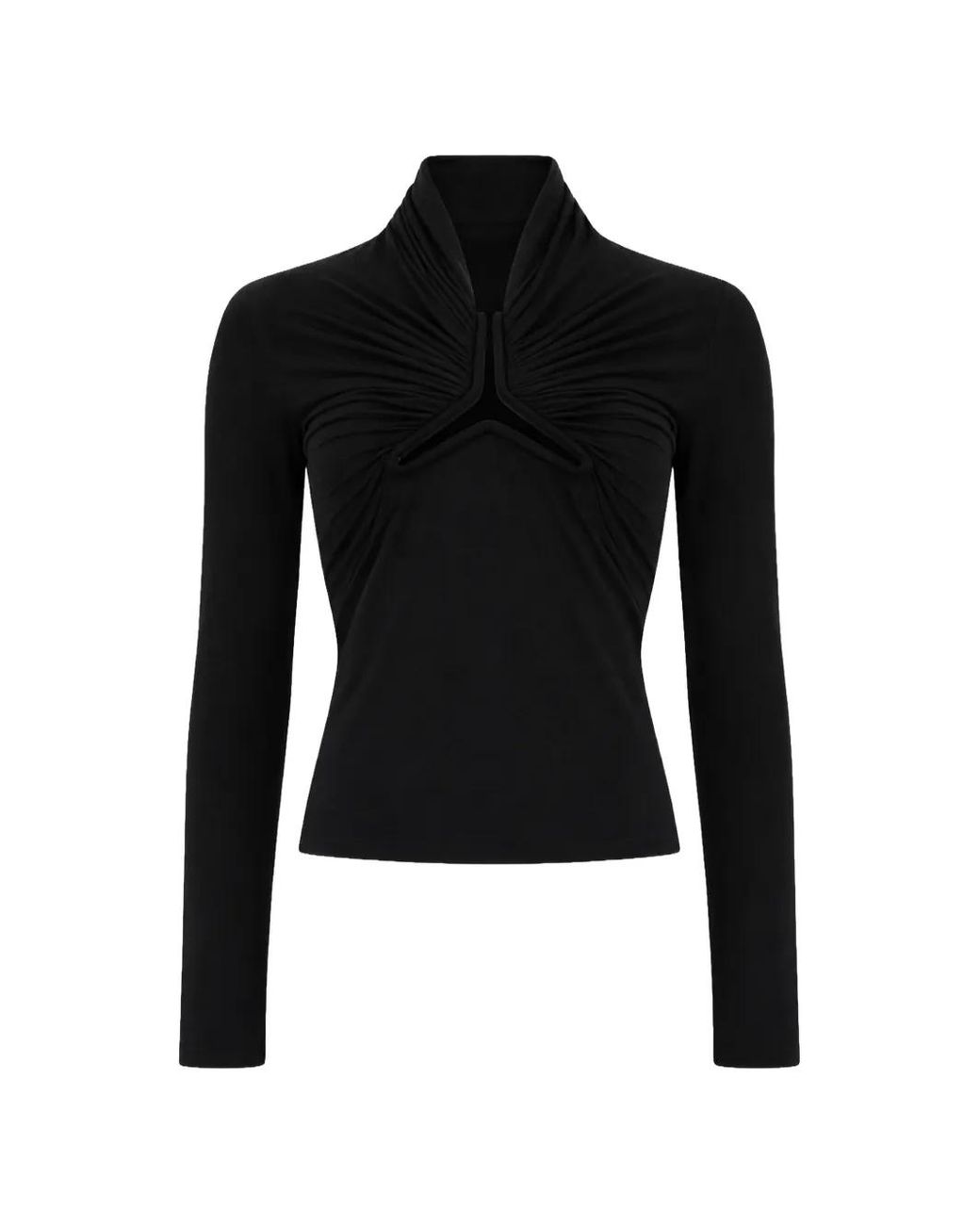Rick Owens Black Cut-Out Ruched Top
