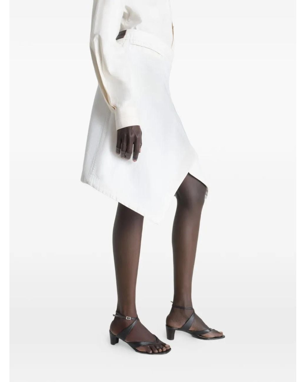 Lemaire White Asymmetric Cotton Skirt