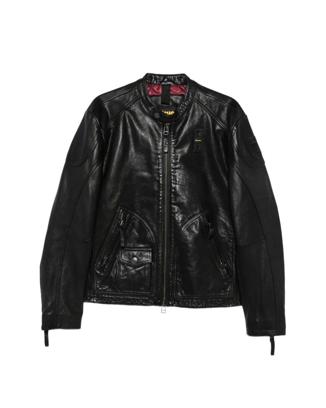 Blauer Black Logo-Patch Leather Jacket for men