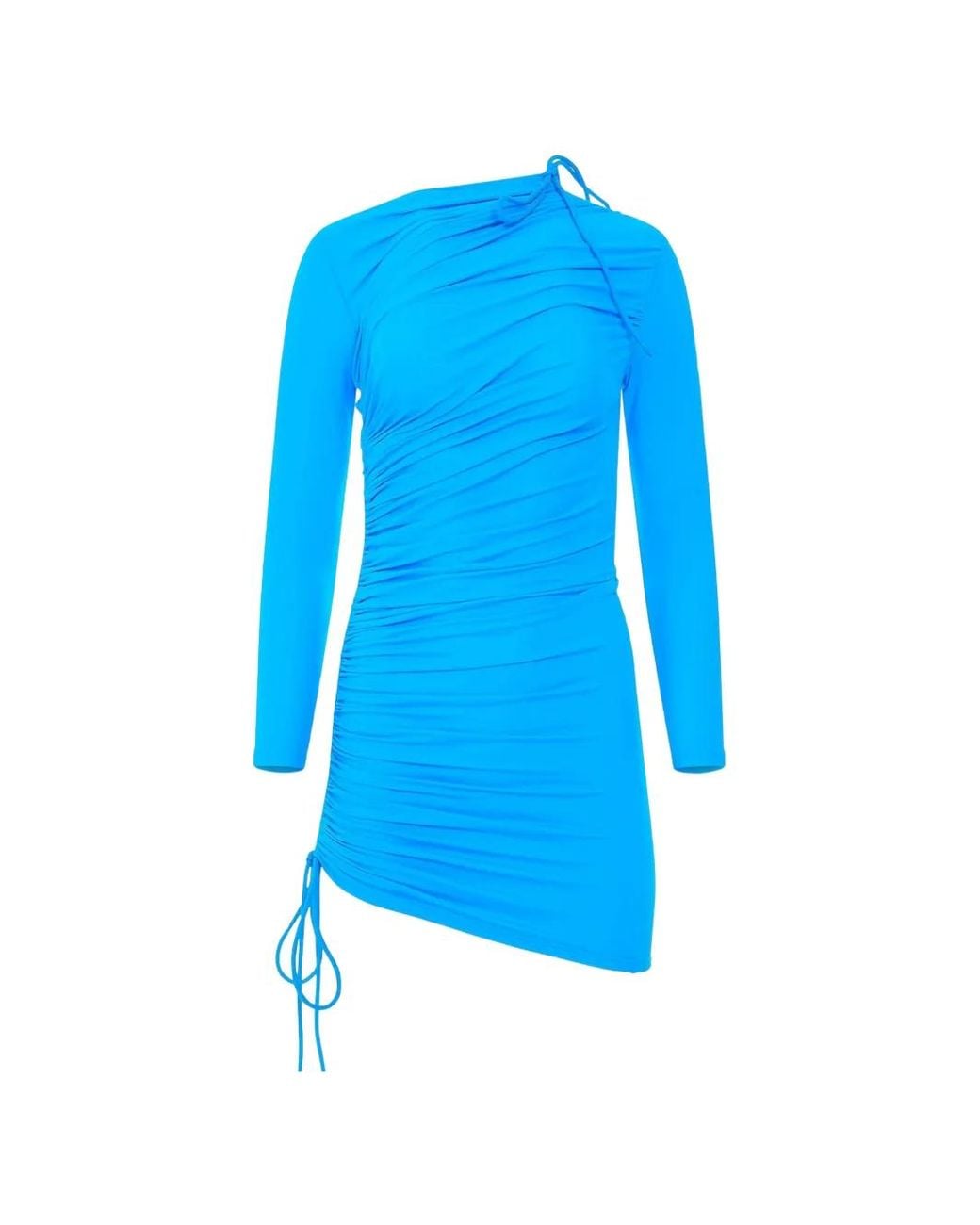 Balenciaga Blue Gathered Drawstring Dress