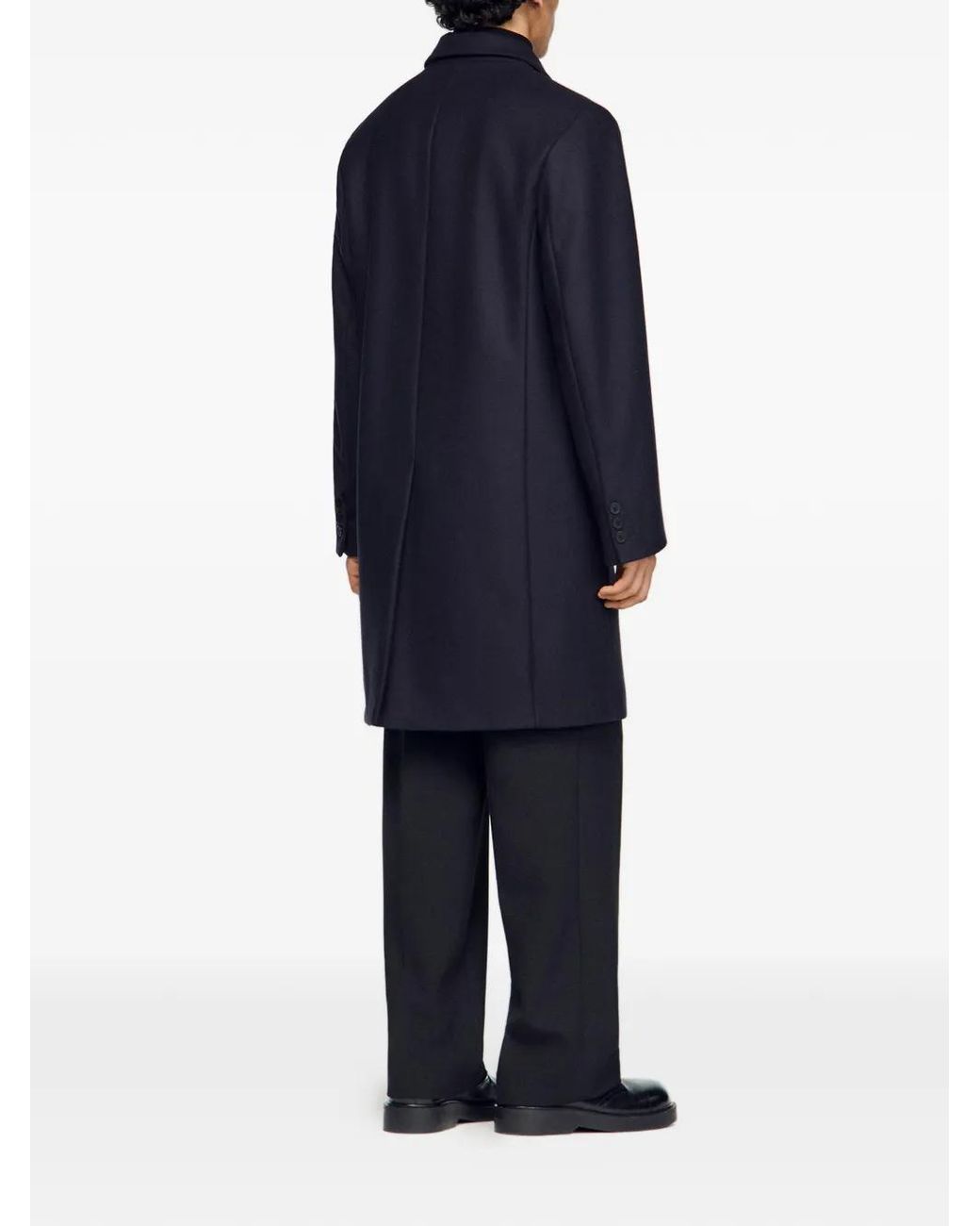 Sandro Blue Flap-Pocket Long-Sleeve Coat for men