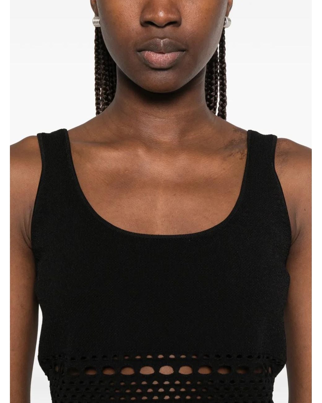 Jonathan Simkhai Black Open-Stitch Tank Top