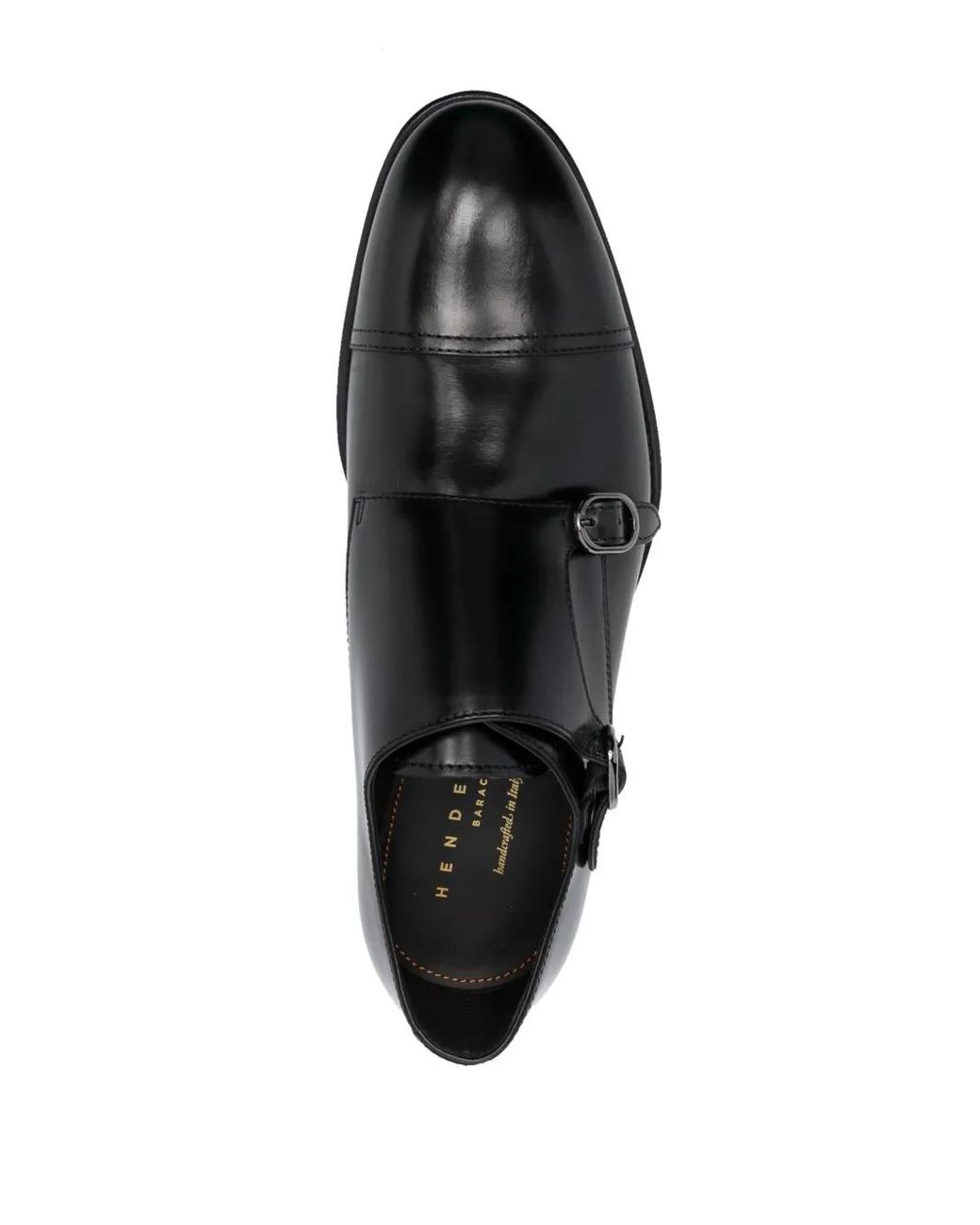 Henderson Black Side-Buckle Leather Monk Shoes for men
