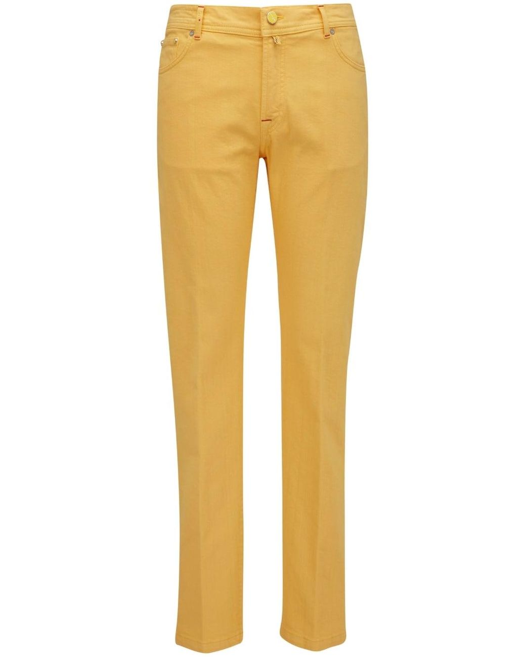 Kiton Straight-leg Stretch-cotton Trousers in Yellow for Men | Lyst