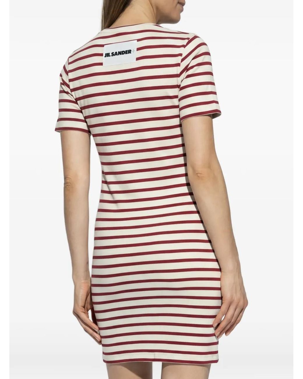 Jil Sander Gestreepte Mini-Jurk in het Red