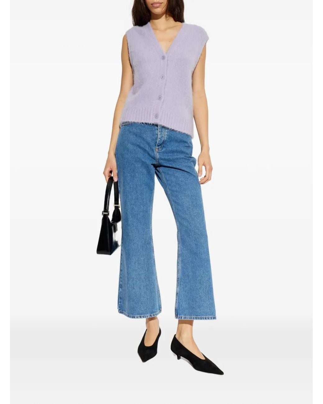 Samsøe & Samsøe Purple Buttoned V-Neck Knitted Vest