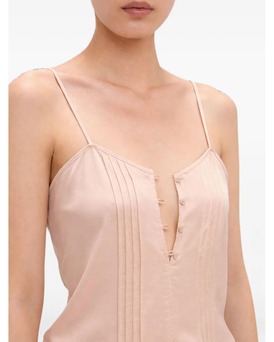 Victoria Beckham Natural Rouleaux Pintucked Cami Top