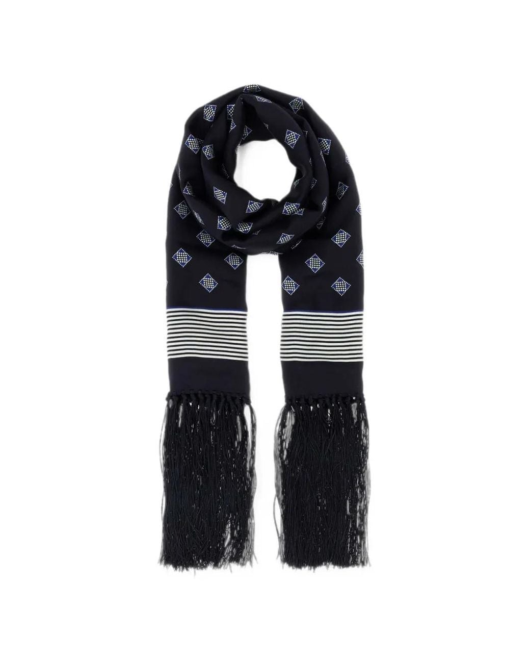 Bode Black Foyer Diamond Fringed Scarf for men