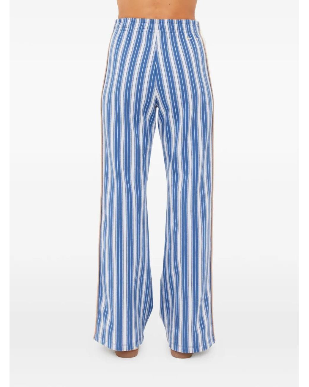 The Upside Blue Palmas Marnie Striped Wide-Leg Track Pants