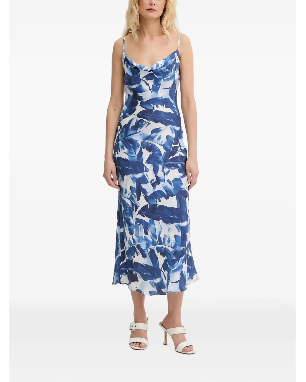 Guess Blue Satin Midi Dress
