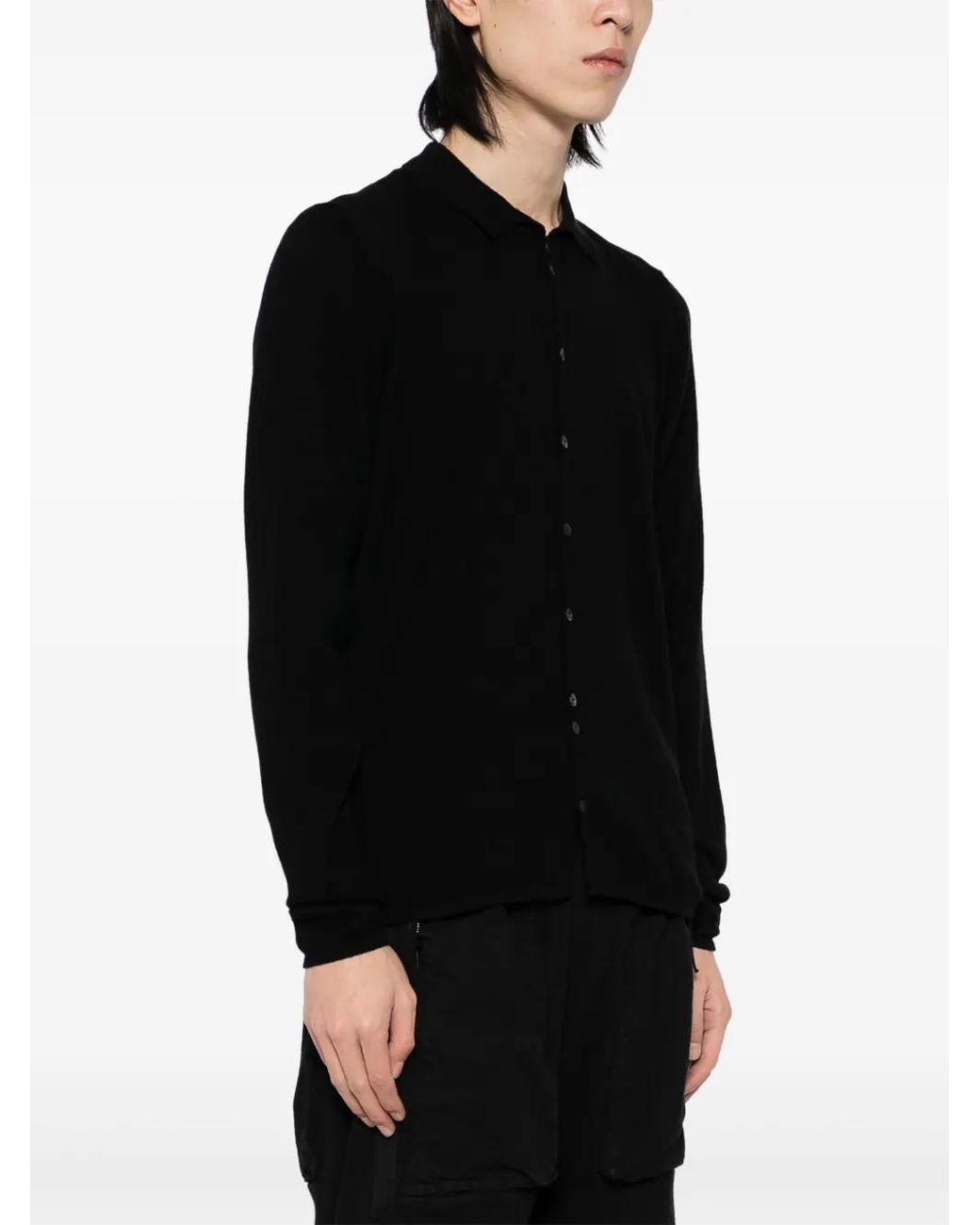 Label Under Construction Black Knitted Shirt for men