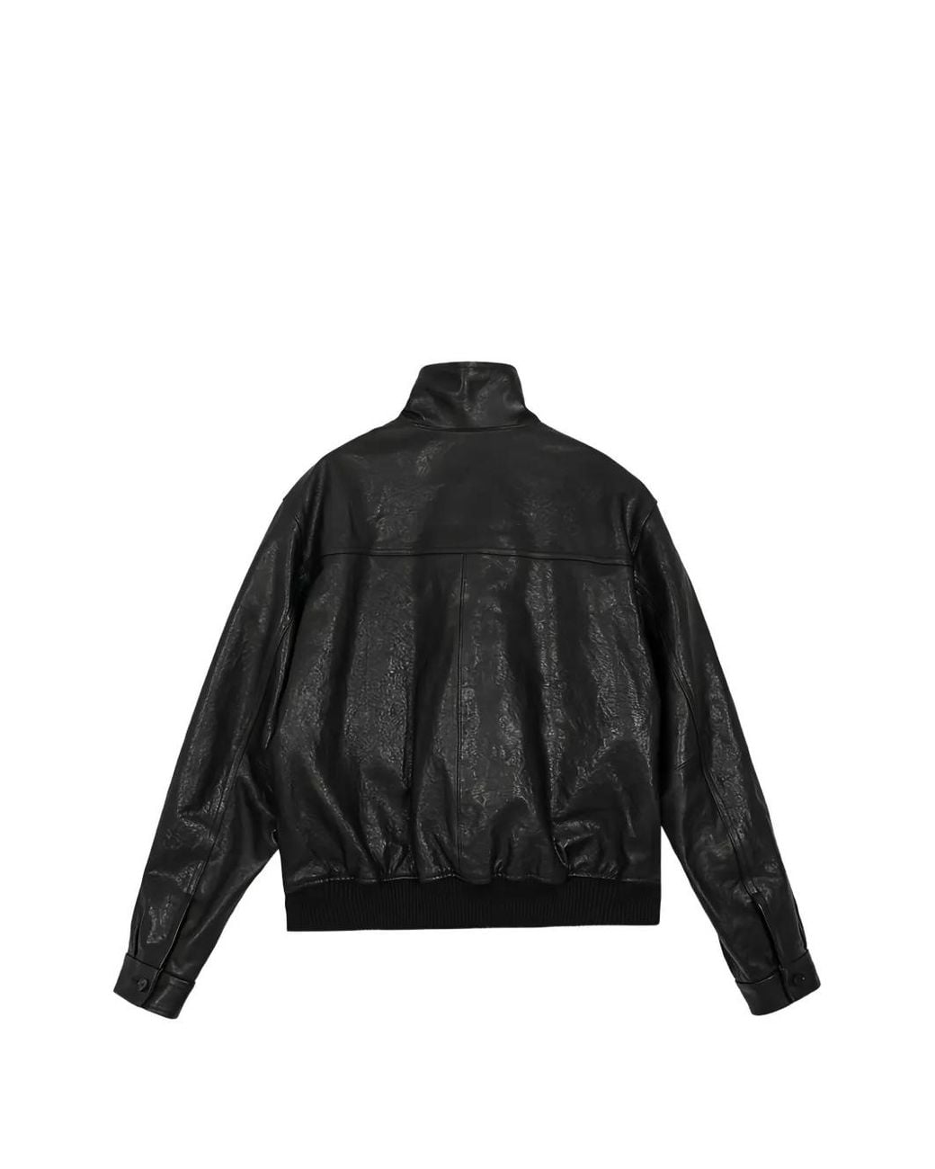 Auralee Black High-Neck Leather Jacket for men