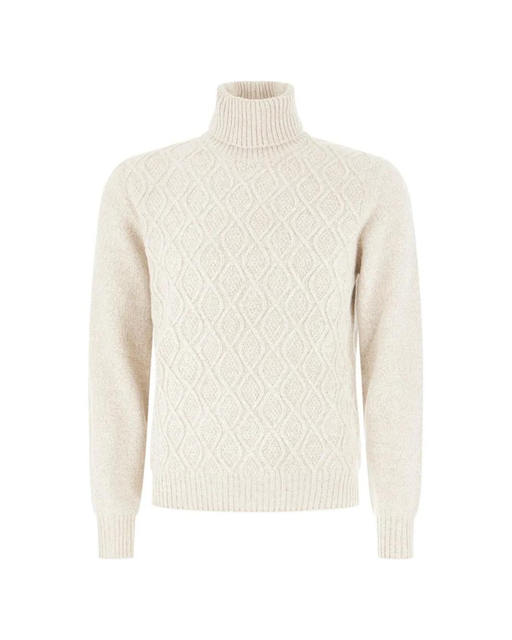 Panicale White Diamond-Knit Roll-Neck Sweater for men