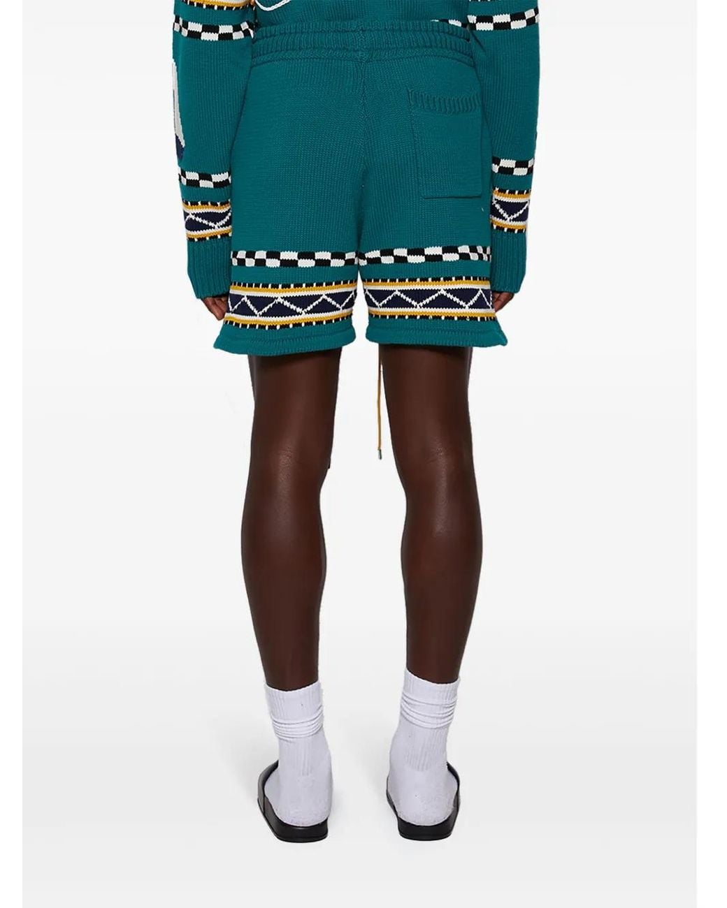 Rhude Blue Bateau Intarsia-Knit Shorts for men