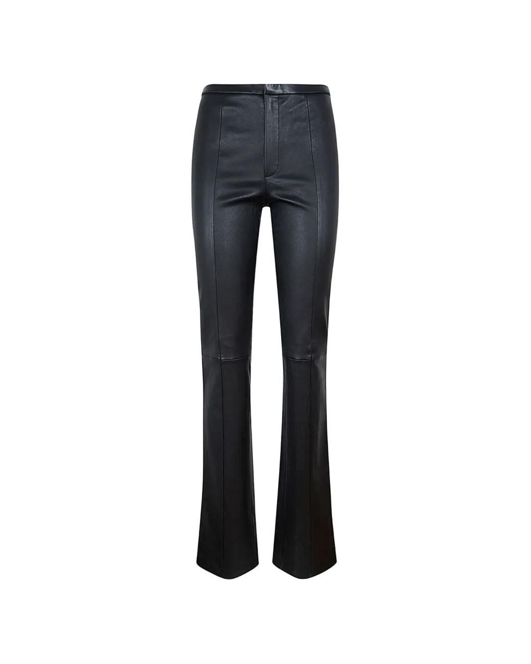 Stouls Blue Seam-Detail Leather Trousers